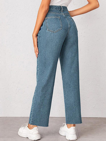 Women Straight Fit High-Rise Stretchable Cropped Jeans