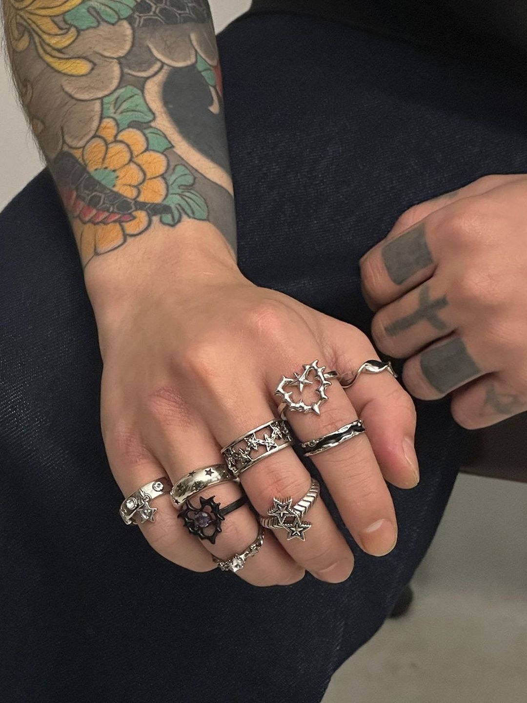 Men Set Of 9 Silver-Plated Finger Ring