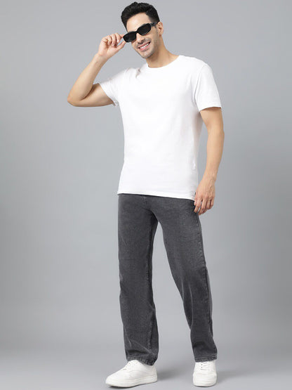Men Charcoal Jean Fit Low-Rise Heavy Fade Stretchable Jeans