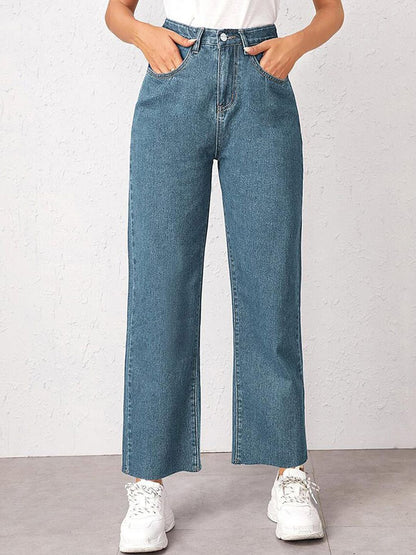 Women Straight Fit High-Rise Stretchable Cropped Jeans