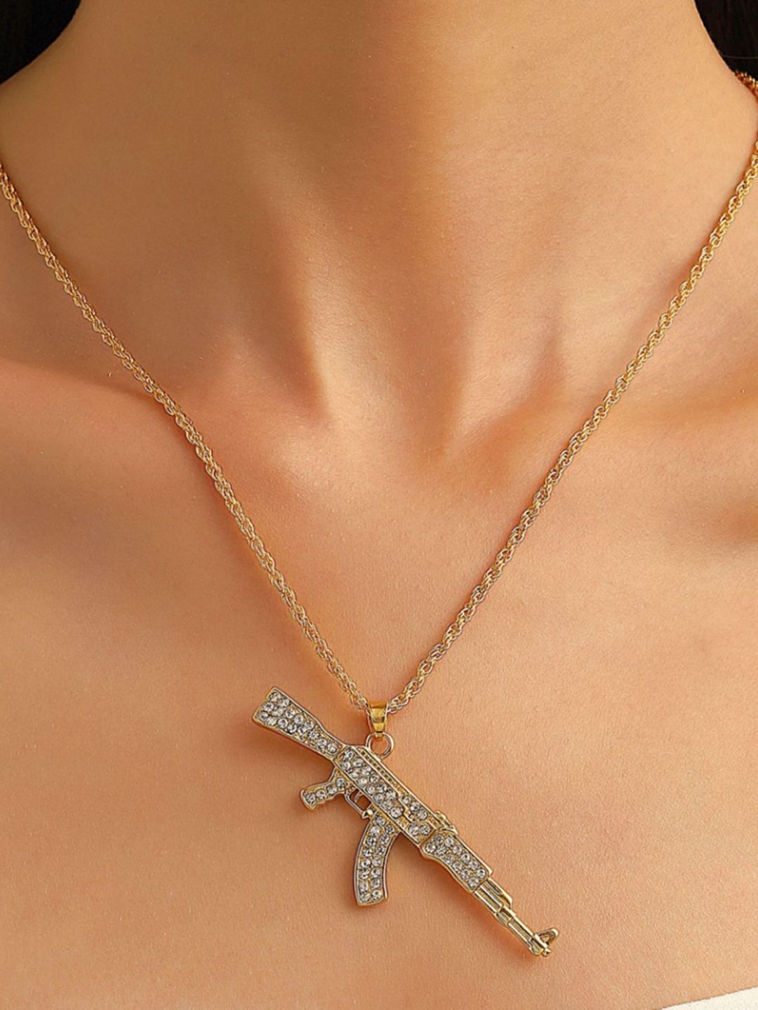 SALTY Stainless Steel Stone Studded Contemporary Pendants with Chains