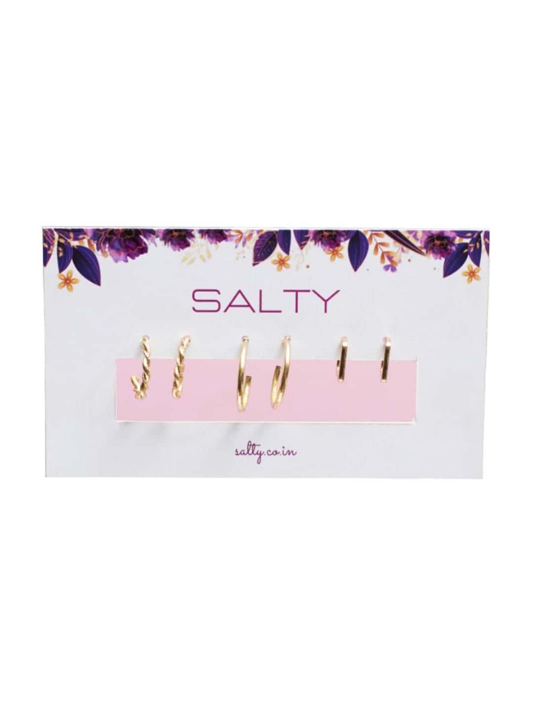 SALTY Set Of 3 Contemporary Alloy Studs Earrings