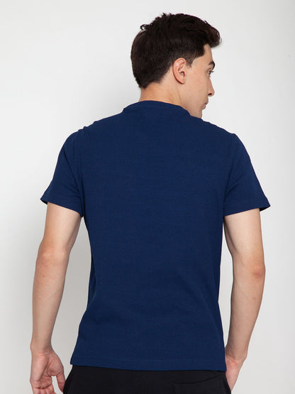 Navy Ribbed Round Neck Tee