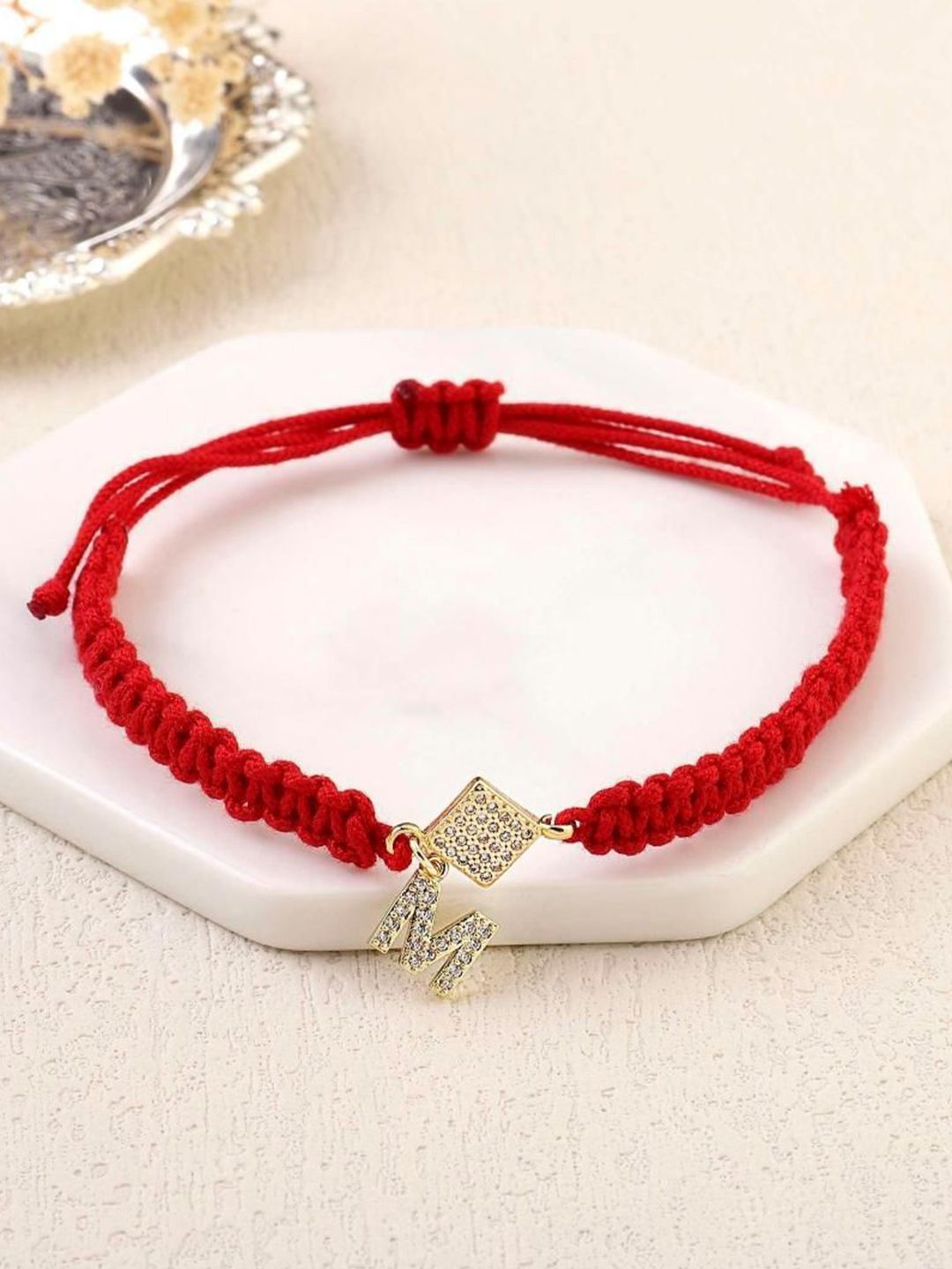 SALTY Women Stainless Steel Stone Studded Alphabet Y Wraparound Thread Bracelet