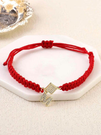 SALTY Women Stainless Steel Stone Studded Alphabet Y Wraparound Thread Bracelet
