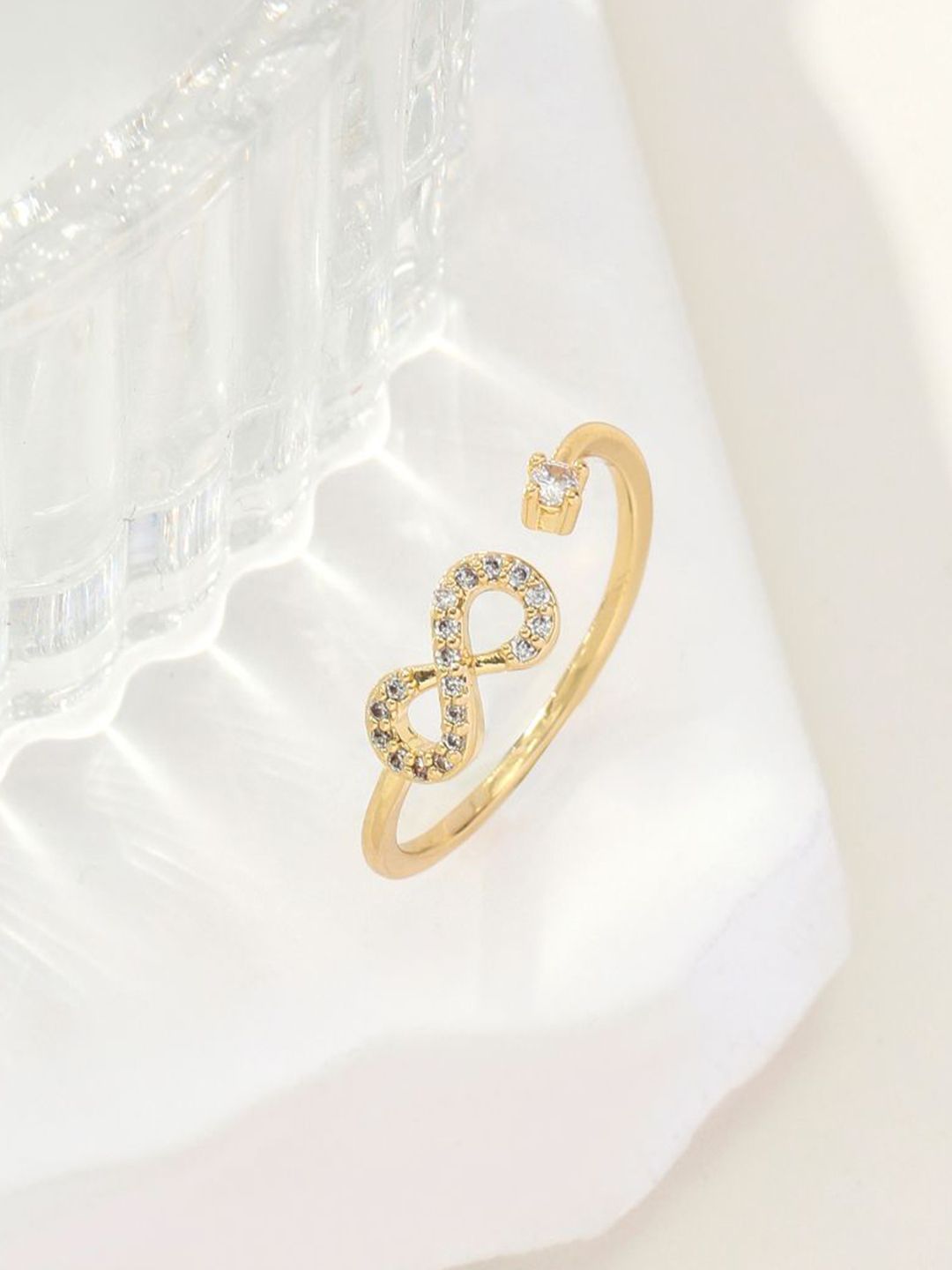 SALTY Beyond Infinity Golden Ring For Women & Girls Stylish Adjustable Finger Ring