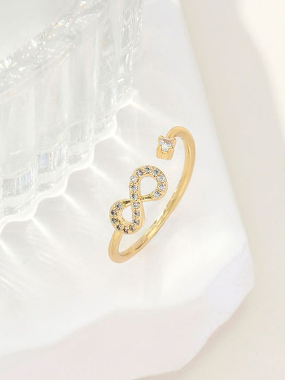 SALTY Beyond Infinity Golden Ring For Women & Girls Stylish Adjustable Finger Ring