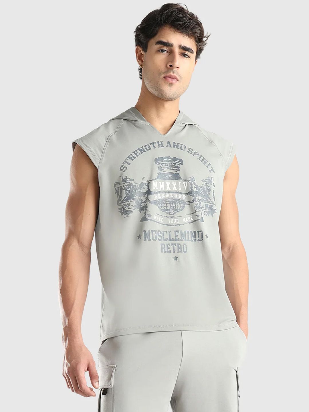 Men X-Dry Soft Typography Printed Hooded T-shirt