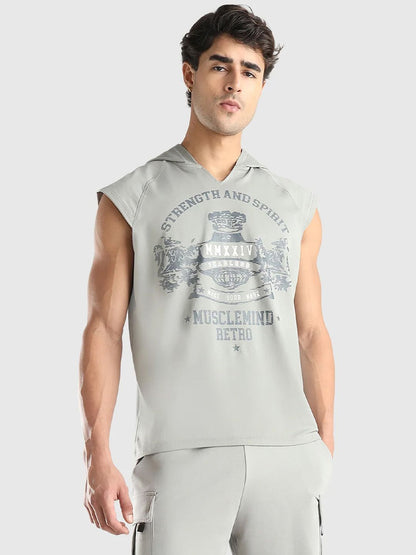 Men X-Dry Soft Typography Printed Hooded T-shirt