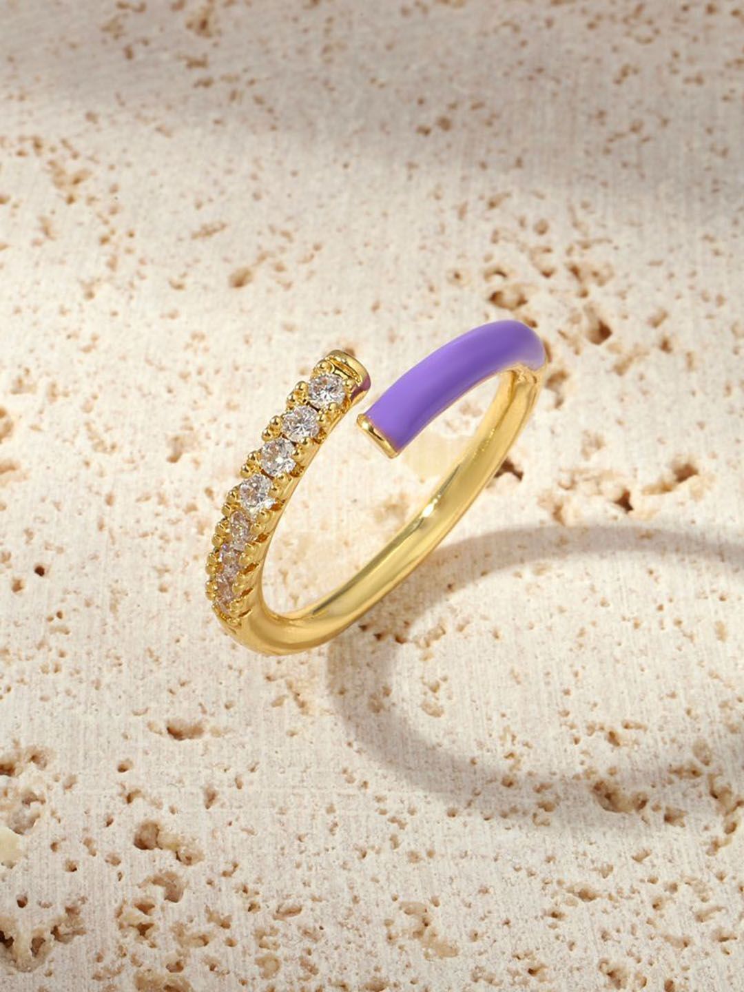 SALTY Stone-Studded Adjustable Finger Ring