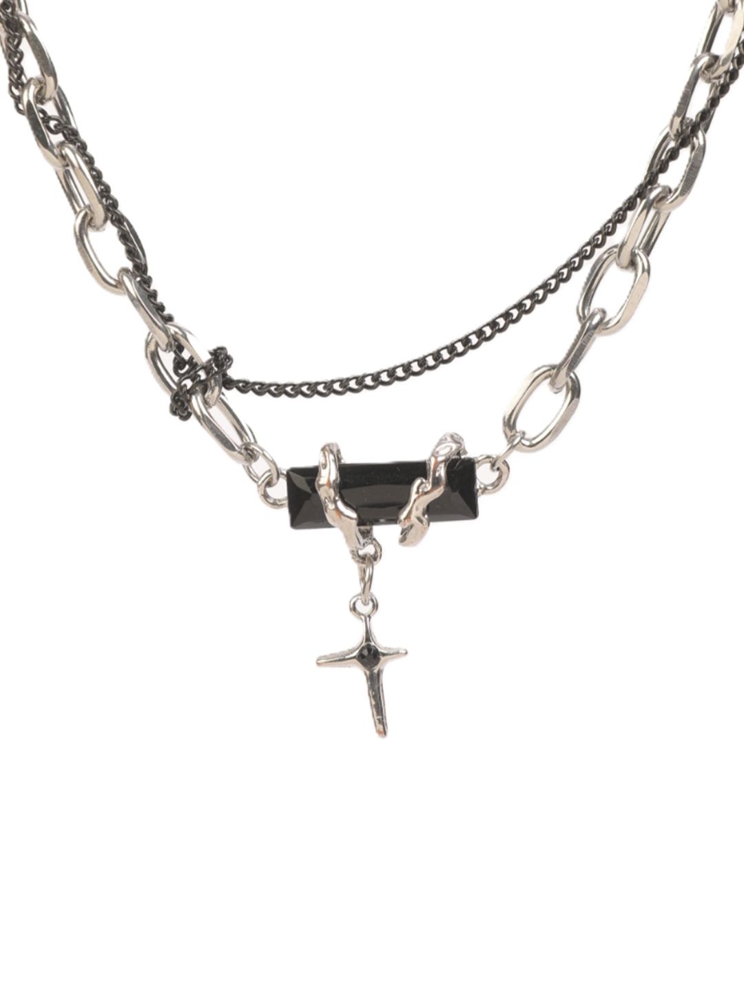 SALTY Men Rugged Black Stainless Steel Pendant Locket Necklace