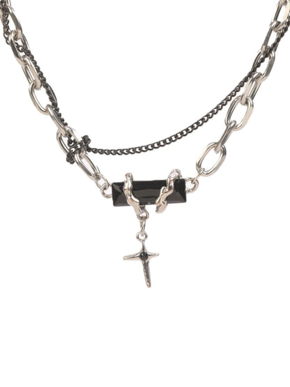 SALTY Men Rugged Black Stainless Steel Pendant Locket Necklace