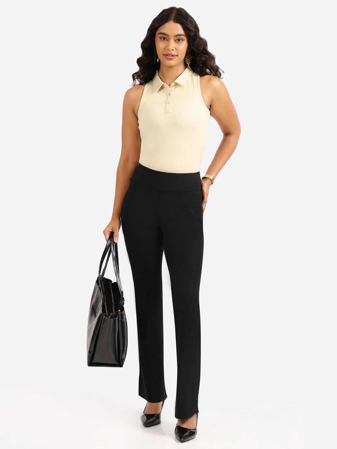 Women High Waist The Groove In Cotton Flare Track Pants