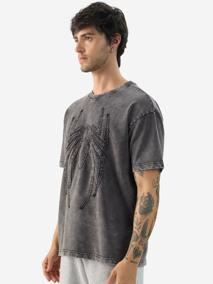 Men Oversized Spider Man Grey Tshirts