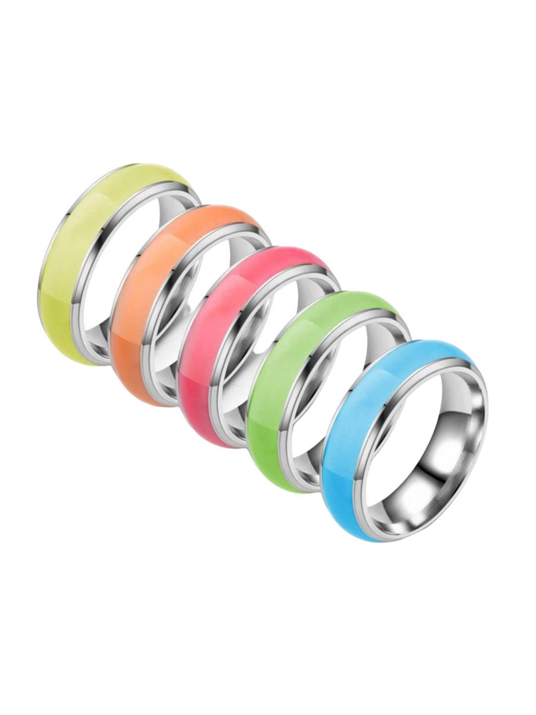 SALTY Men Set Of 5 925 Stainless Steel Aegean Icon Pale Band Ring
