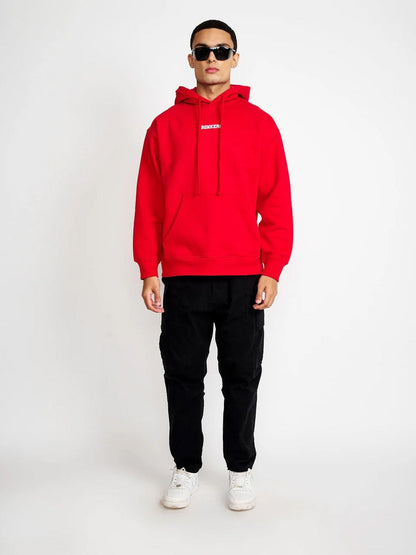 Men Red Signature Oversized Heavyweight Hoodie