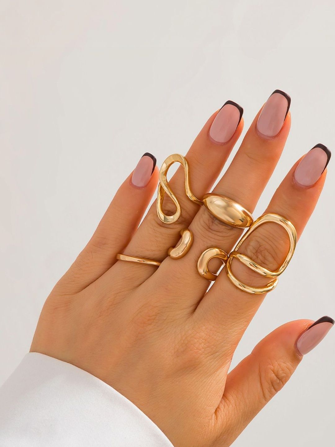 Set of 5 Gold-Plated Finger Ring