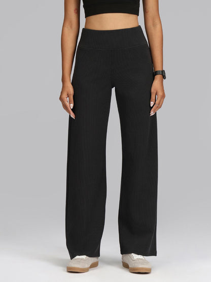 Women Relaxed High-Rise RibSupreme Wide Leg Regular Pants
