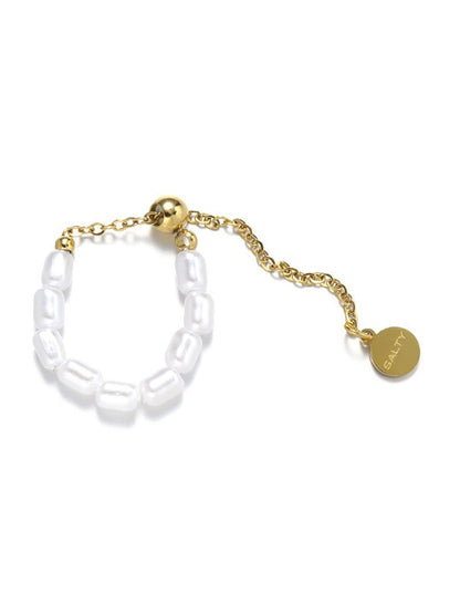 SALTY Gold-Plated Beaded Adjustable Chain Linked Ring