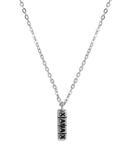 Silver Toned Silver Plated Square Pendant With Chain