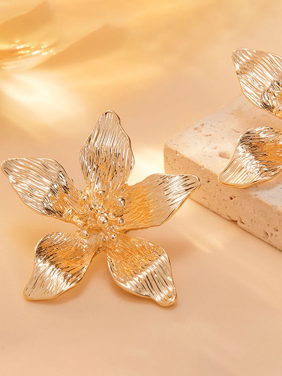 Gold-Plated Floral Drop Earrings