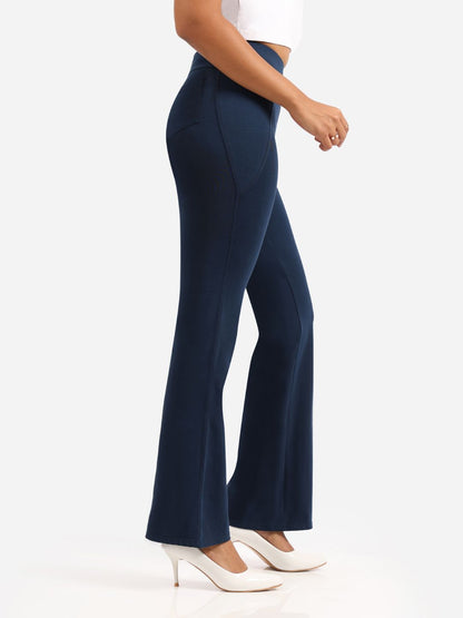 Women Waist Groove In Cotton Flare Track Pants