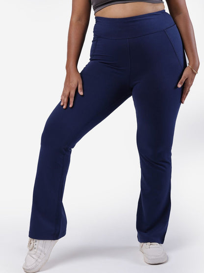Women Comfort Flared High-Rise Trousers