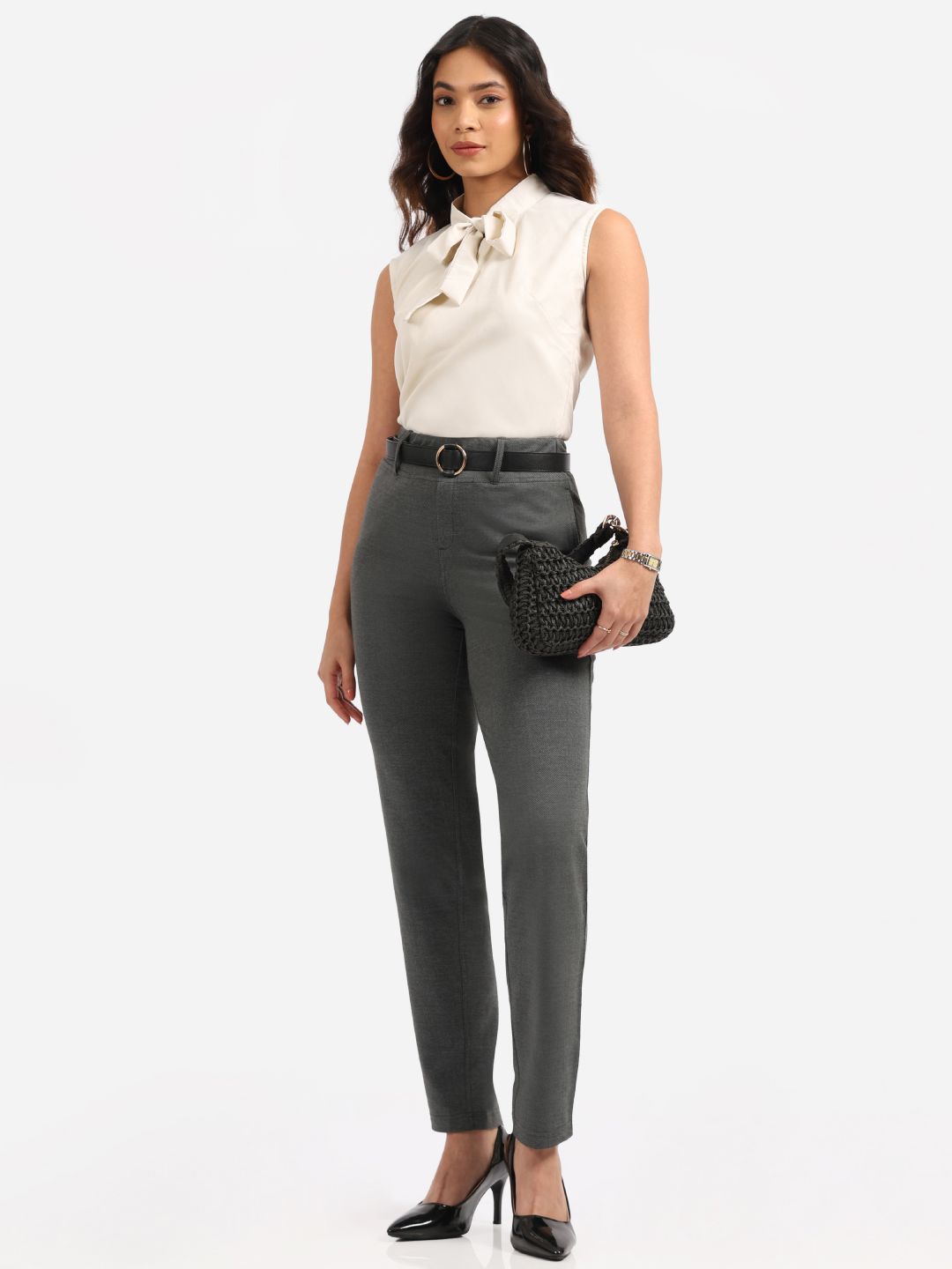 Women Straight Fit High-Rise Trousers