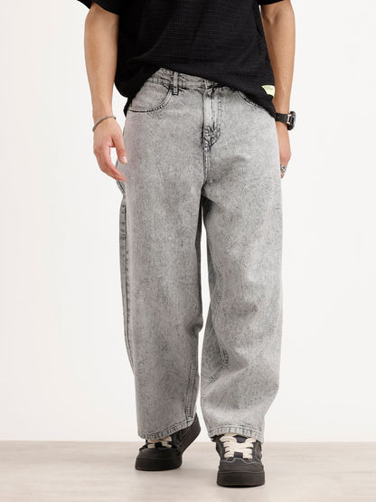 Men Baggy Mid-Rise Heavy Fade Pure Cotton Jeans