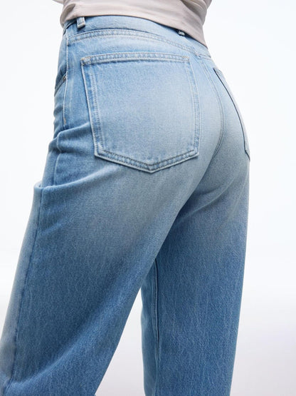 Women Straight-leg wide-leg jeans with turn-up hem