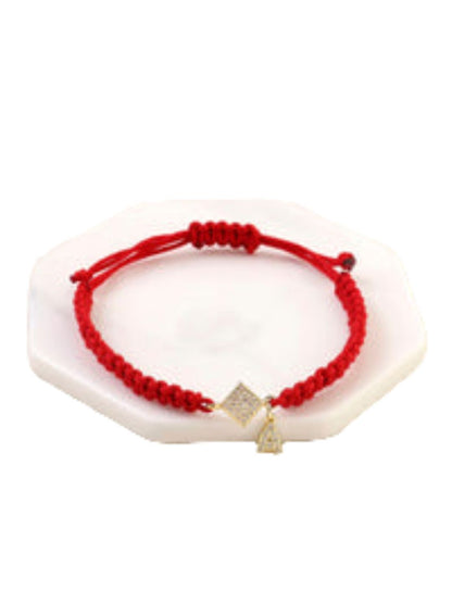 SALTY Stone Studded Thread A Initial Wraparound Bracelet