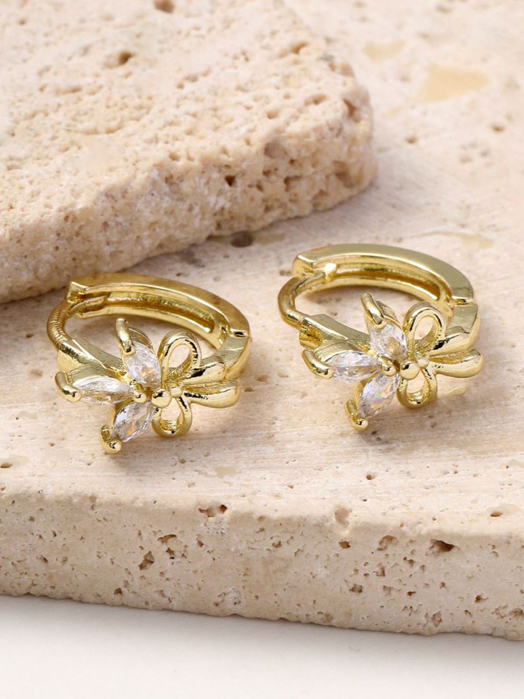 SALTY Gold-Plated Contemporary Artificial Stone Studded Studs Earrings