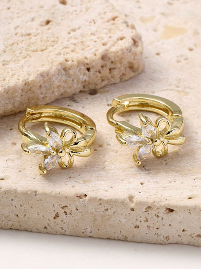 SALTY Gold-Plated Contemporary Artificial Stone Studded Studs Earrings