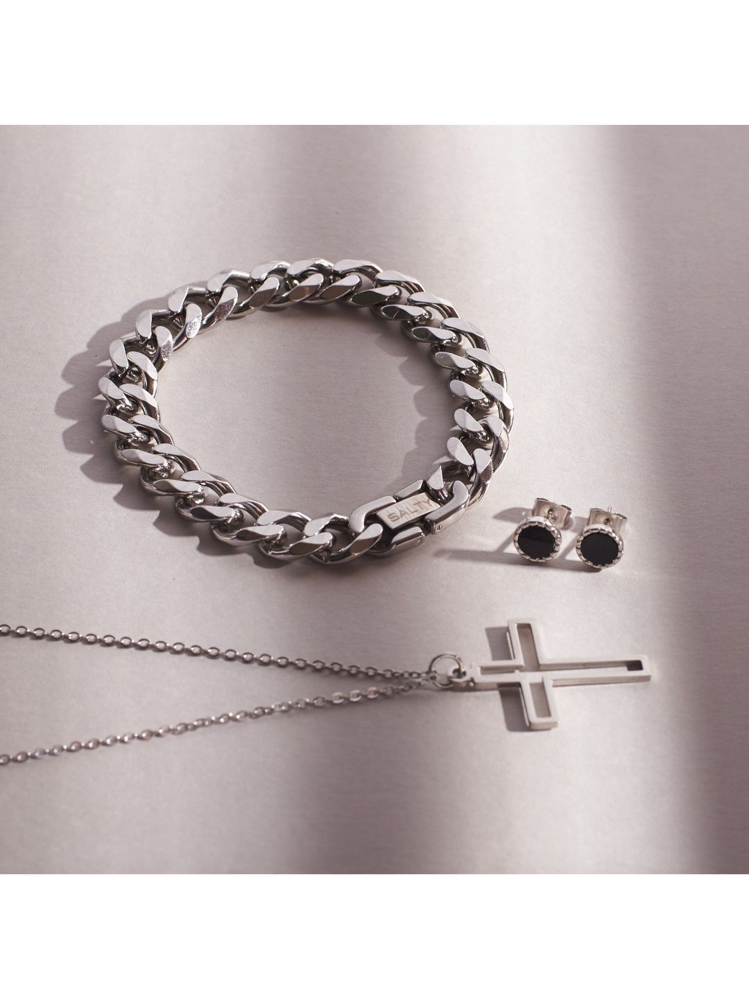 SALTY Men Stone Studded Jewellery Set
