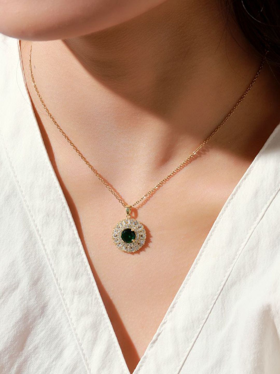 SALTY Raat Ki Rani Stone-Studded Pendant With Chain
