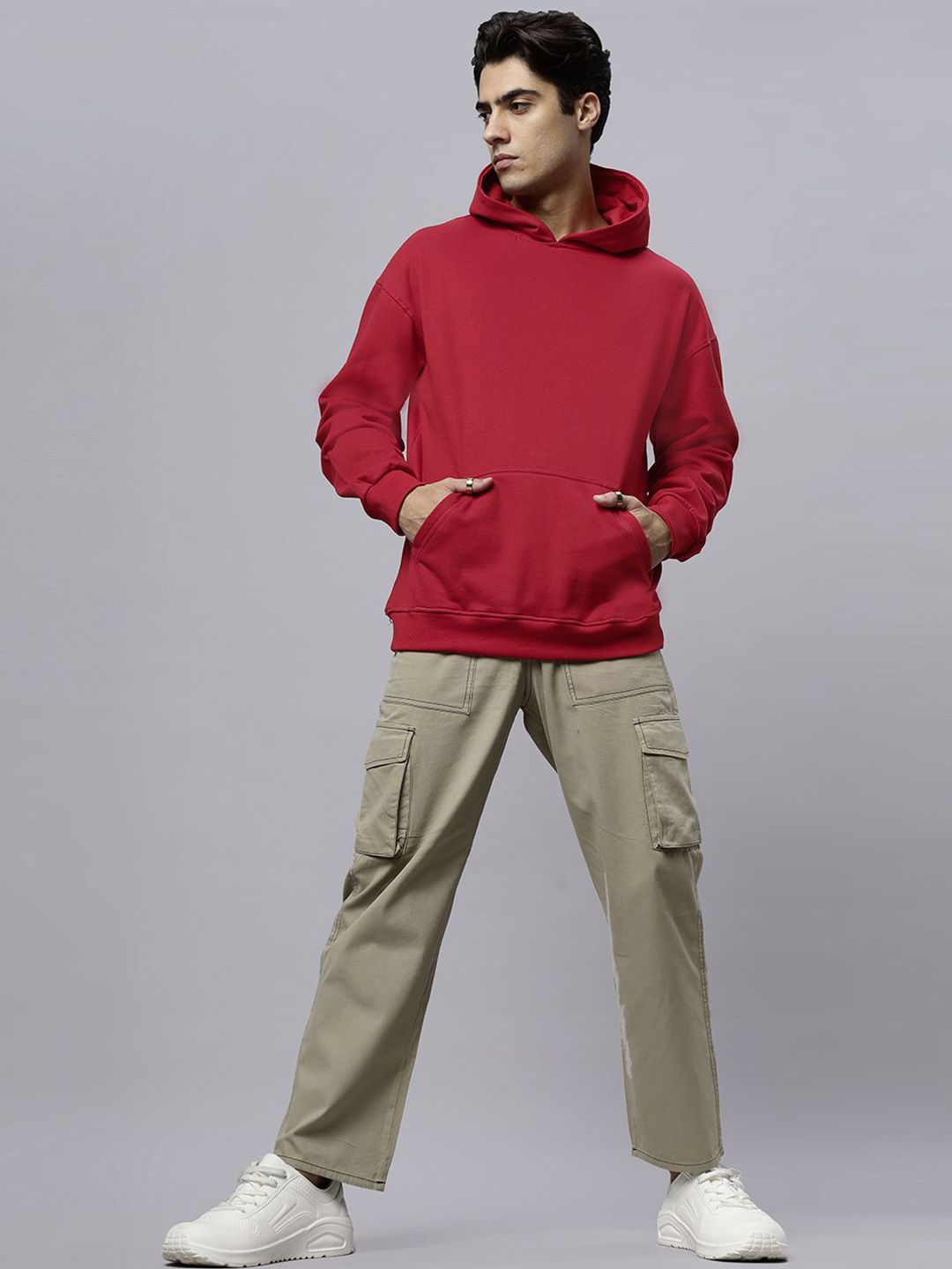 Men Solid Hooded Sweatshirt
