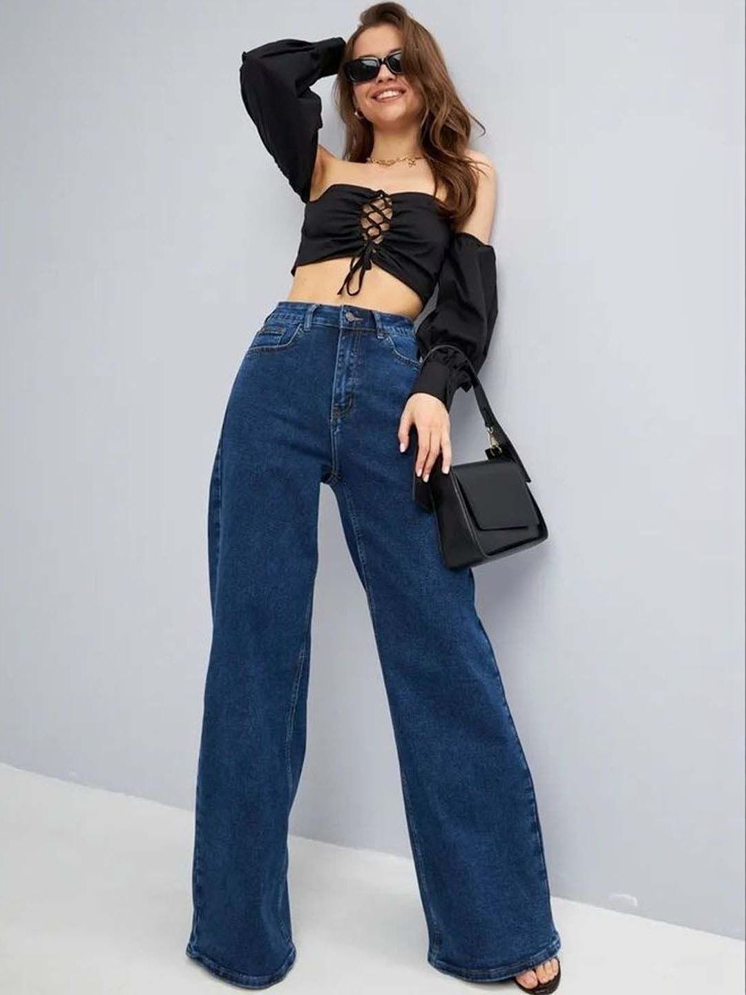Women Wide Leg High-Rise Jeans
