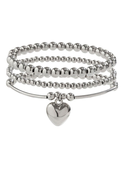 Women 3 Hand Painted Silver-Plated Charm Bracelet