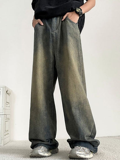 Men Wide Leg Medium Shade Jeans
