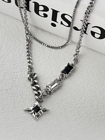 Stainless Steel Silver-Plated Artificial Stones Minimal Necklace
