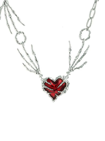 SALTY Forbidden Love Stones Studded Heart Charm Necklace