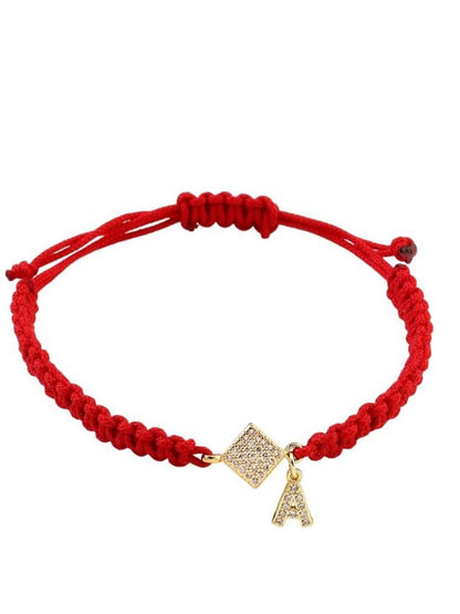 SALTY Women Stainless Steel Stone Studded Alphabet P Wraparound Thread Bracelet