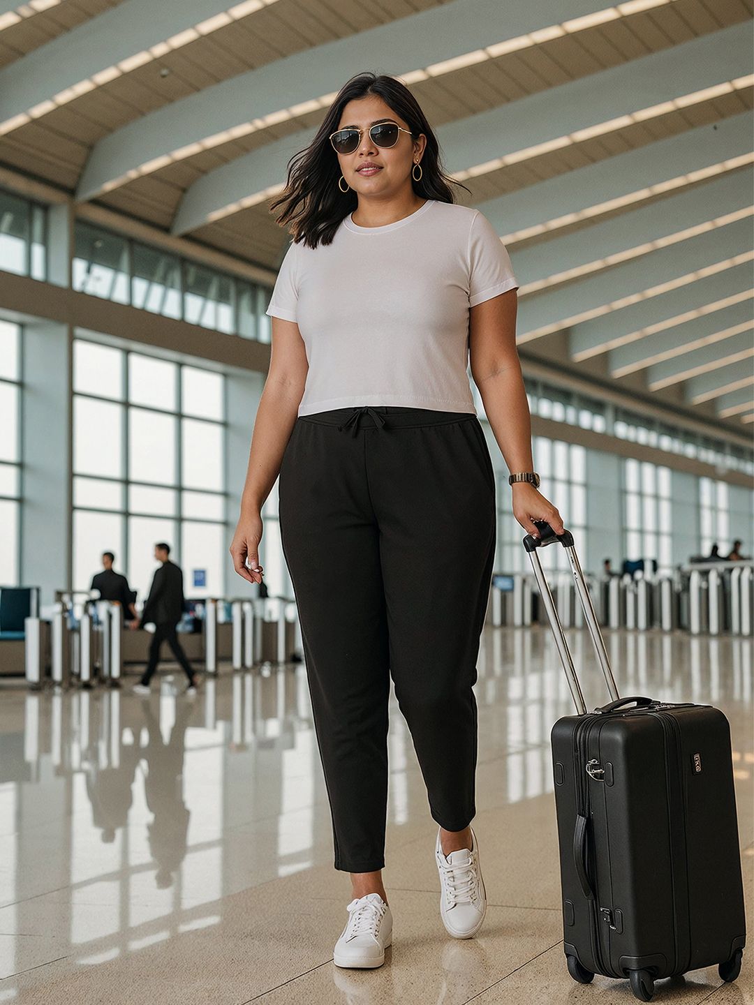 Women Mid Rise Wrinkle Free Track Pants
