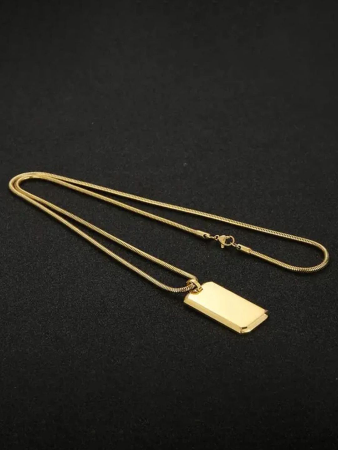 SALTY Men Stainless Steel Square Pendants with Chains