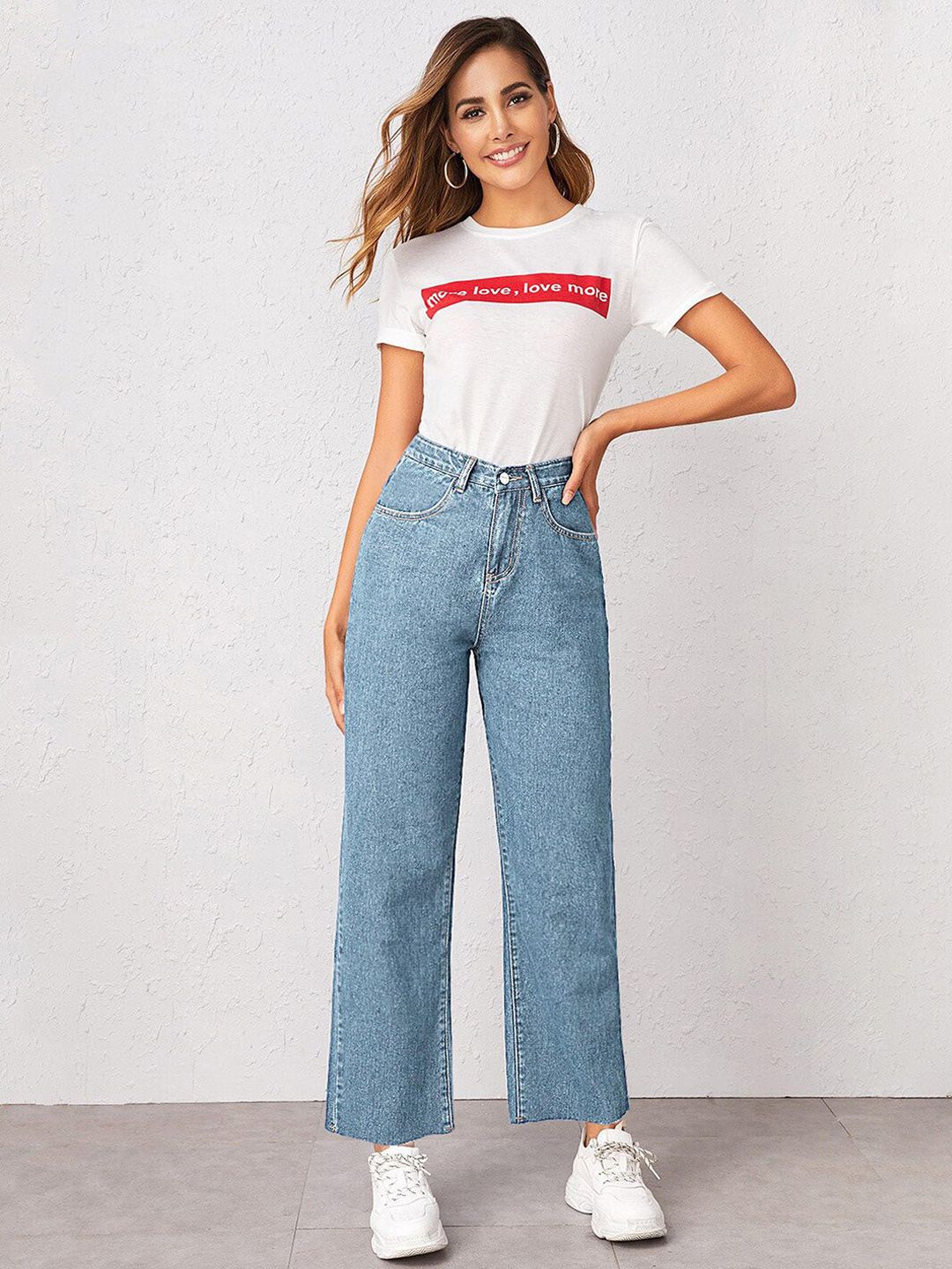 Women Straight Fit High-Rise Light Shade Stretchable Cotton Lycra Blend Jeans