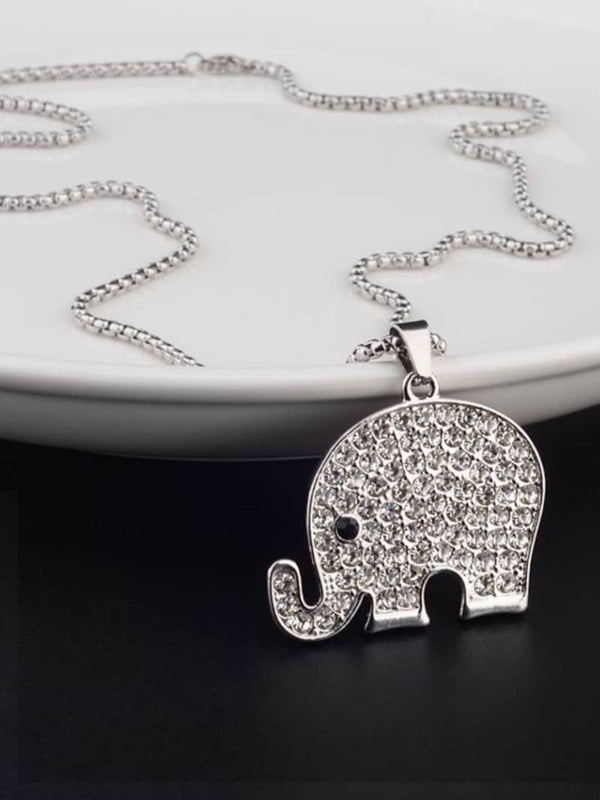 SALTY Men Stainless Steel Artificial Stone Studded Animal Shaped Pendants with Chains