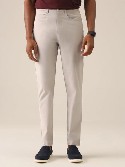 Men's Beige Solid Regular Fit The Legendary Pants