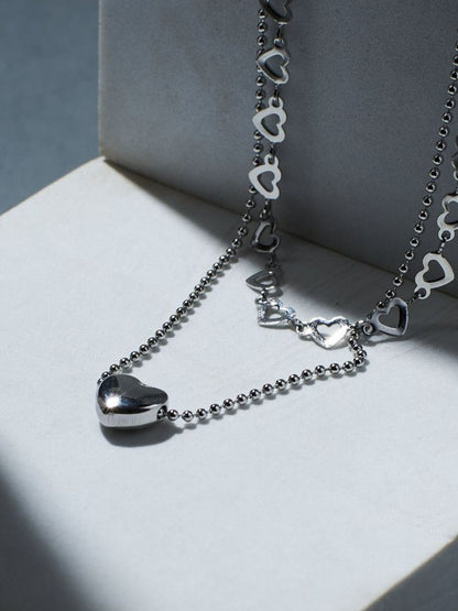 SALTY Pack of 2 Women Falling In Love Silver Necklace