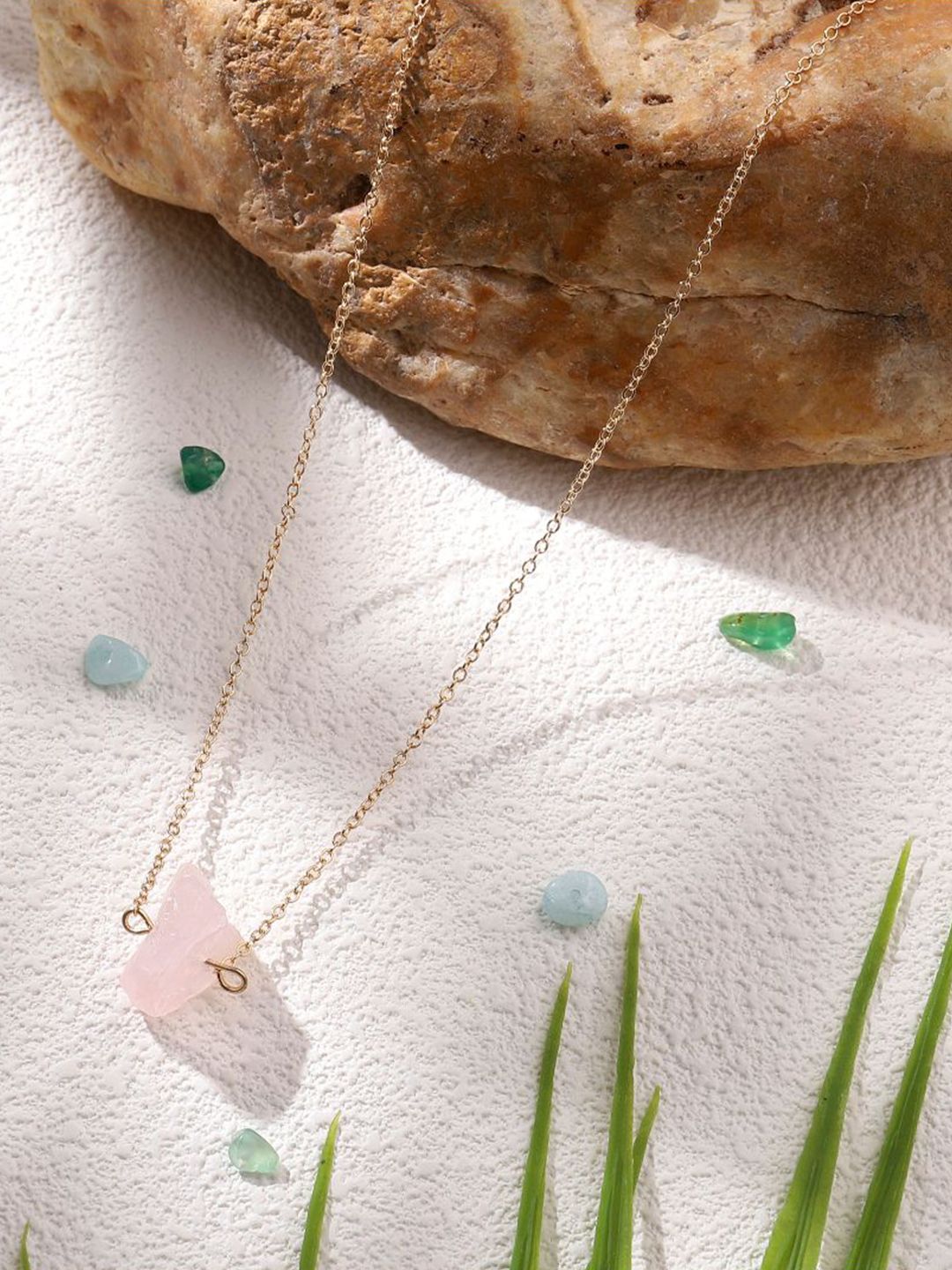 SALTY Stainless Steel Artificial Stones and Beads Necklace