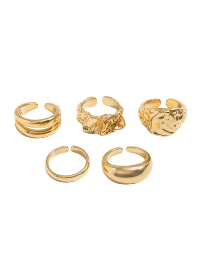 Men Set Of 5 Gold-Plating Adjustable Finger Ring
